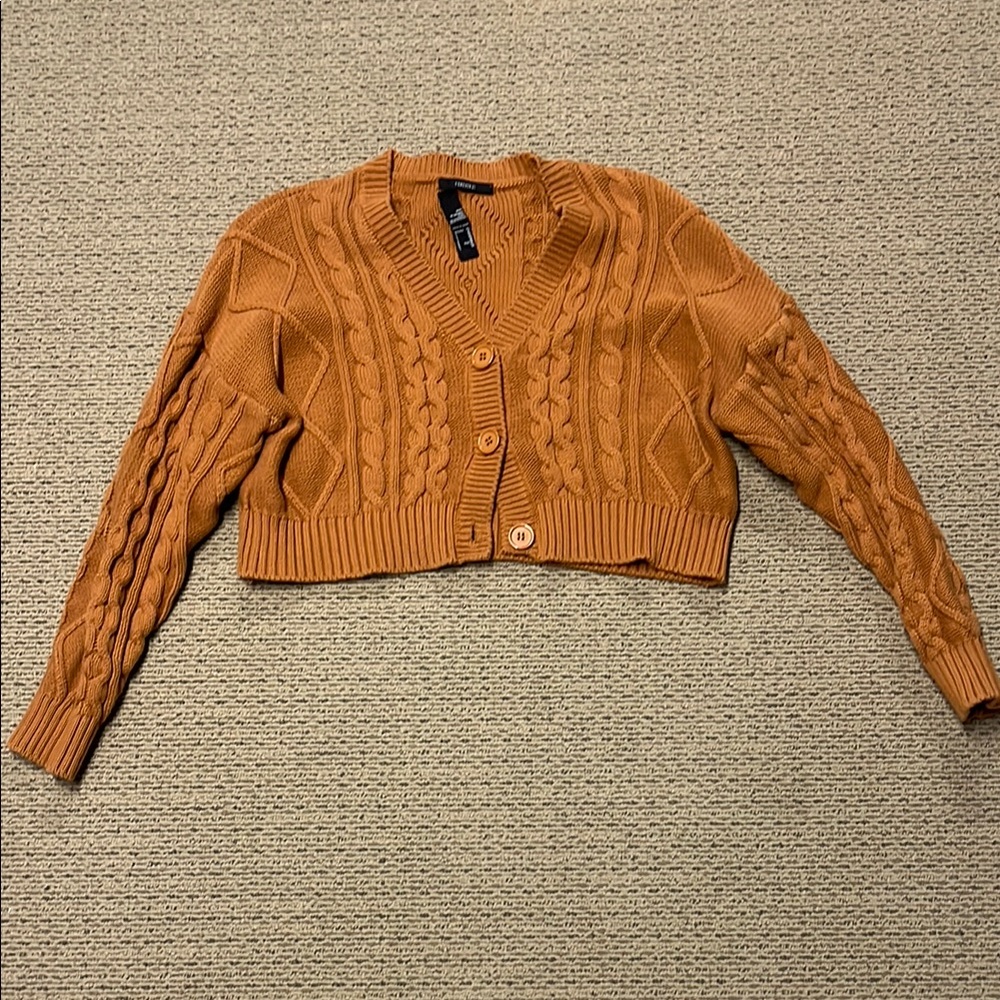 Women's Tan Cable Knit Cardigan
